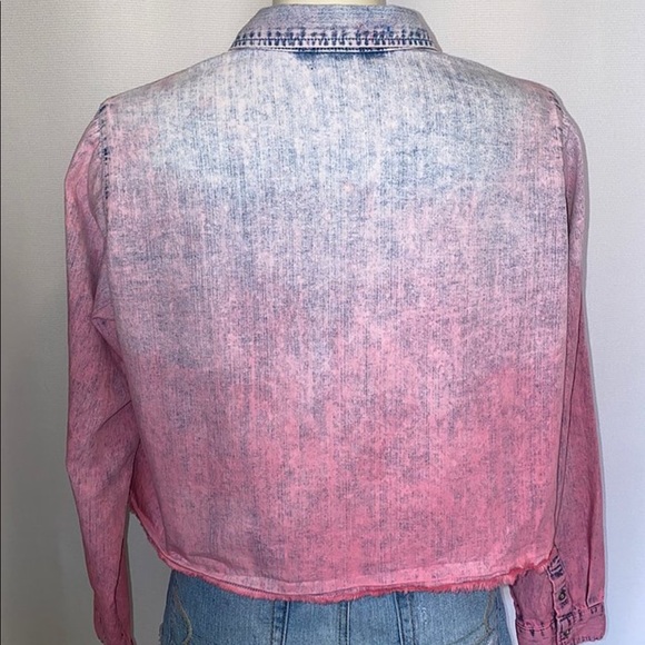 *CUSTOM DYED EMBELLISHED CROPPED BUTTON DOWN - Picture 4 of 5